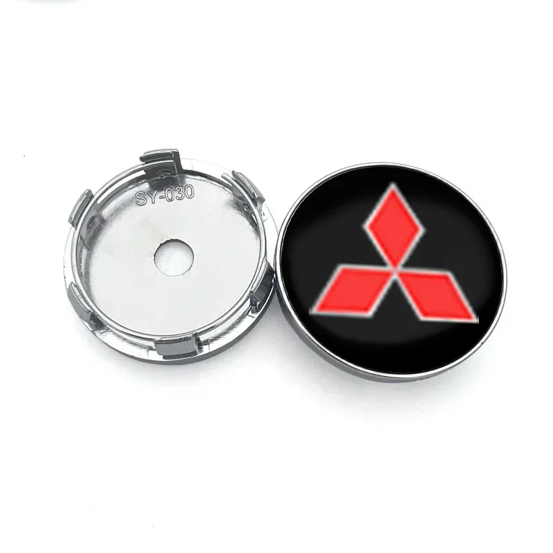 4 Uds. Tapas de cubo de 56/60mm, tapas de insignia central de rueda de coche, accesorios de coche para motores Mitsubishi, etiqueta adhesiva de Metal, emblema cromado