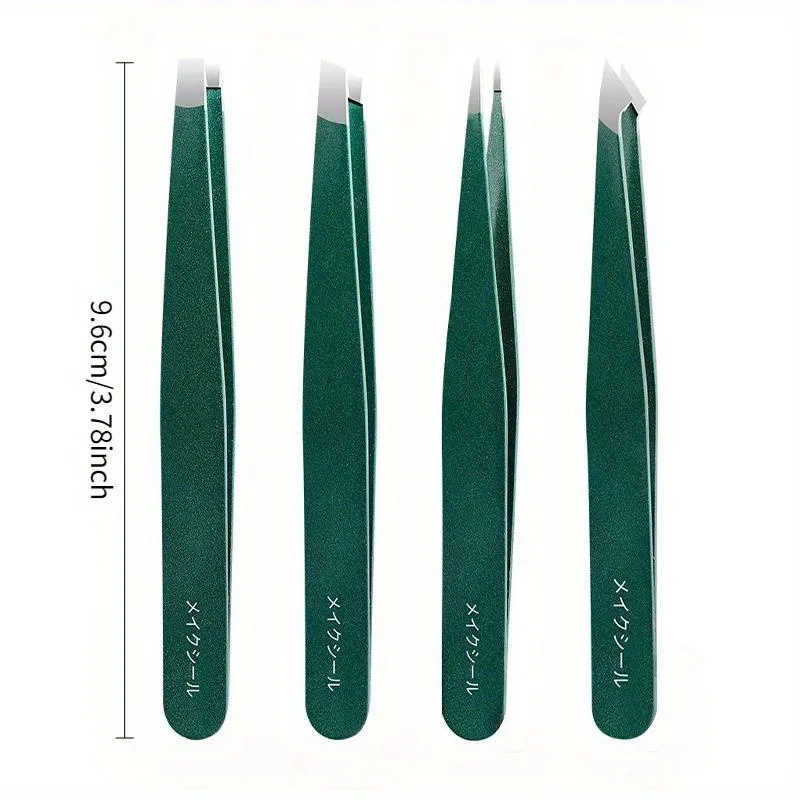 Conjunto de pinças de aço inoxidável, 4 unidades, clipe de sobrancelha, extrator de cabelo fino multifuncional, adequado para remoção de pelos faciais