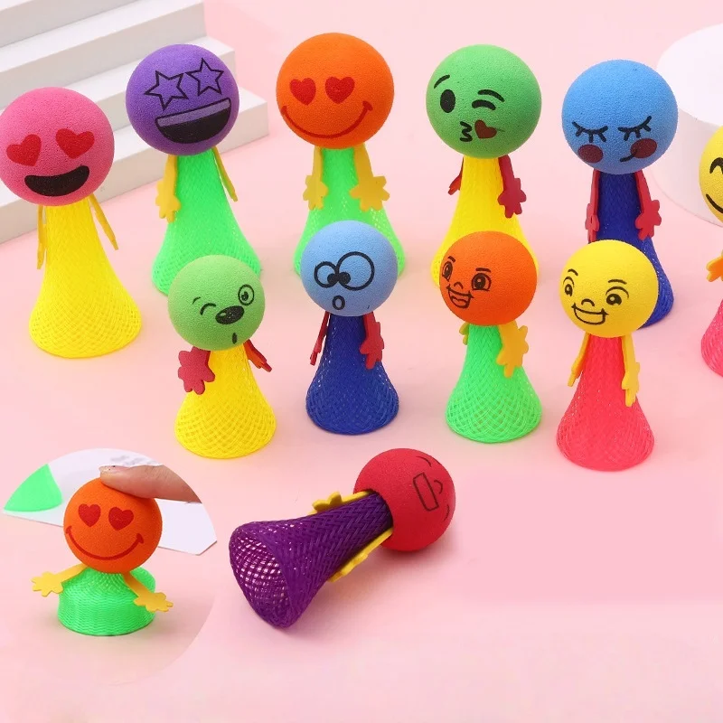 10 Pcs Jump Bounce Elf Cute Expression Prank Decompression Cartoon Toys Spring Man Party Creative Funny Toy Birthday Gift