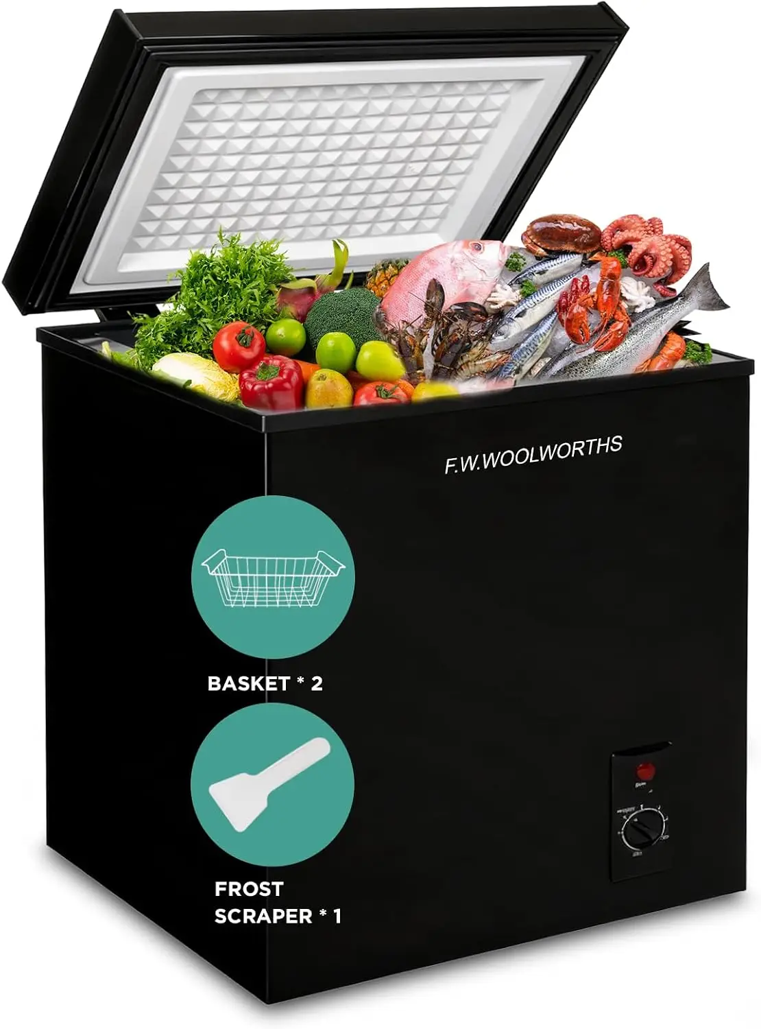 7.0 Cu.Ft Chest Freezer 7 Gears Temperature Control, Deep Freezer with Removable Basket, Compact Freezer for Kitchen, Home, Offi