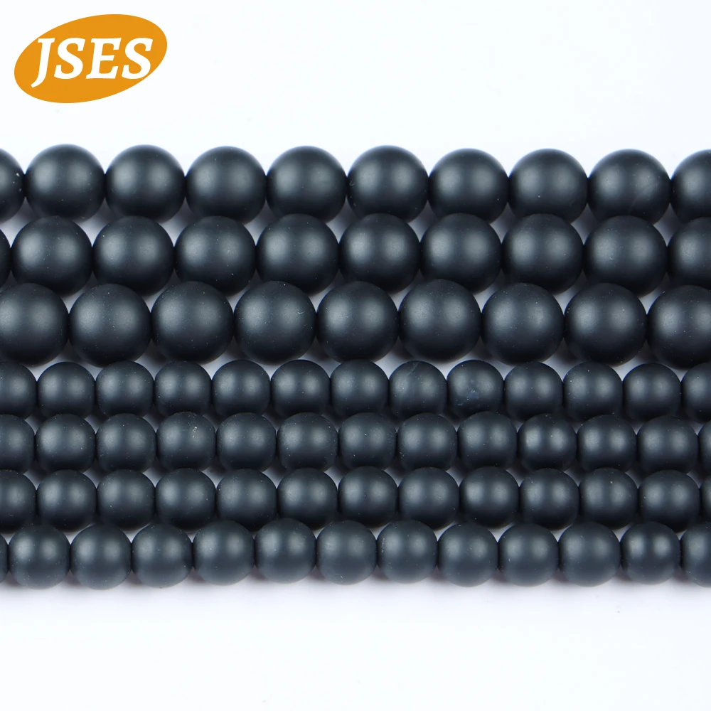 AA Natural Matte Black Agate 4-10mm Strand Beads for Jewelry Making Bracelets Necklace Wholesale DIY Beads Accessories