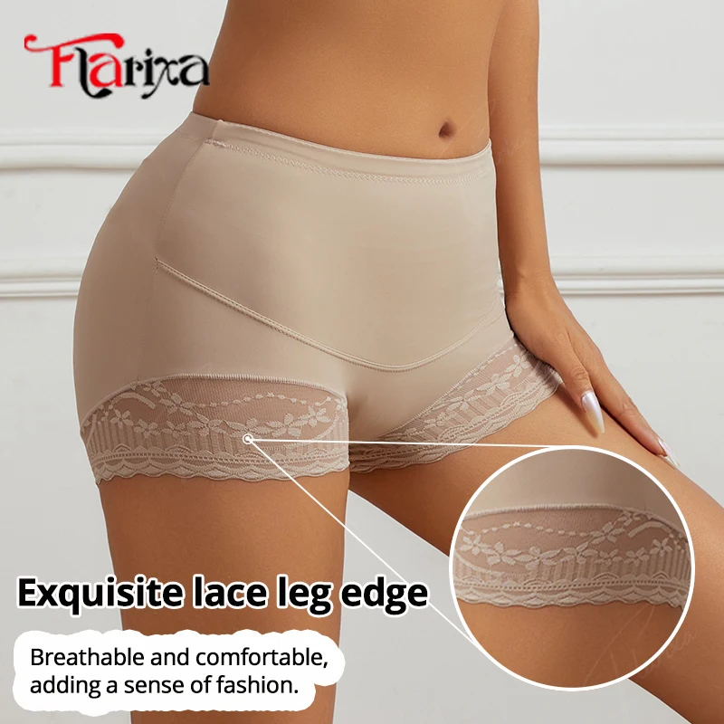 Flarixa Lace Safety Pants Under Skirt Boxers for Women Anti Chafing Shorts With High Waist Hip Lifting Panties Boyshorts