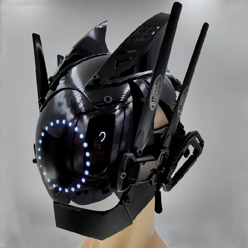 Scientific Black Cyberpunk Mask, Cool Cyber Mask with Detachable Horns