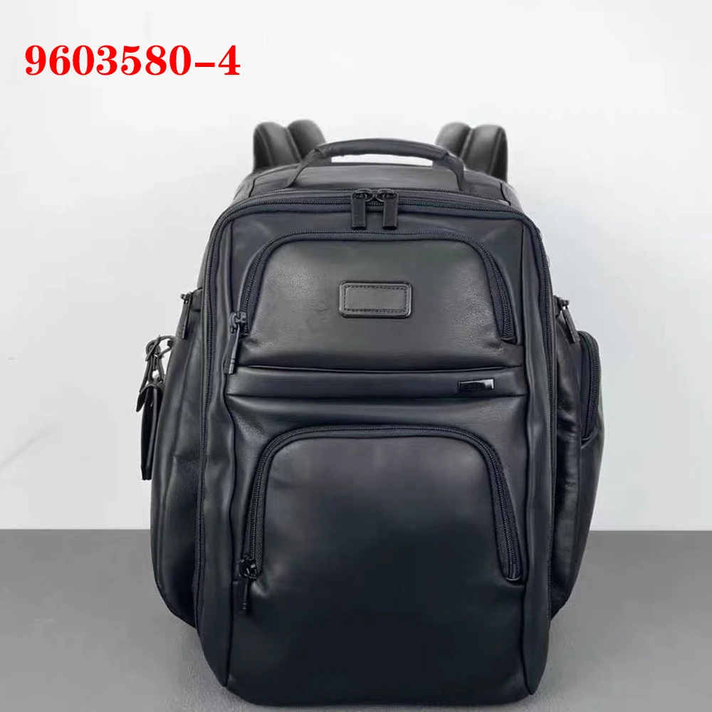 

9603580-4 Men Backpack Ballistic Nylon Full Grain Cow Leather Multifunctional Large Capacity Business Travel Laptop Backpack