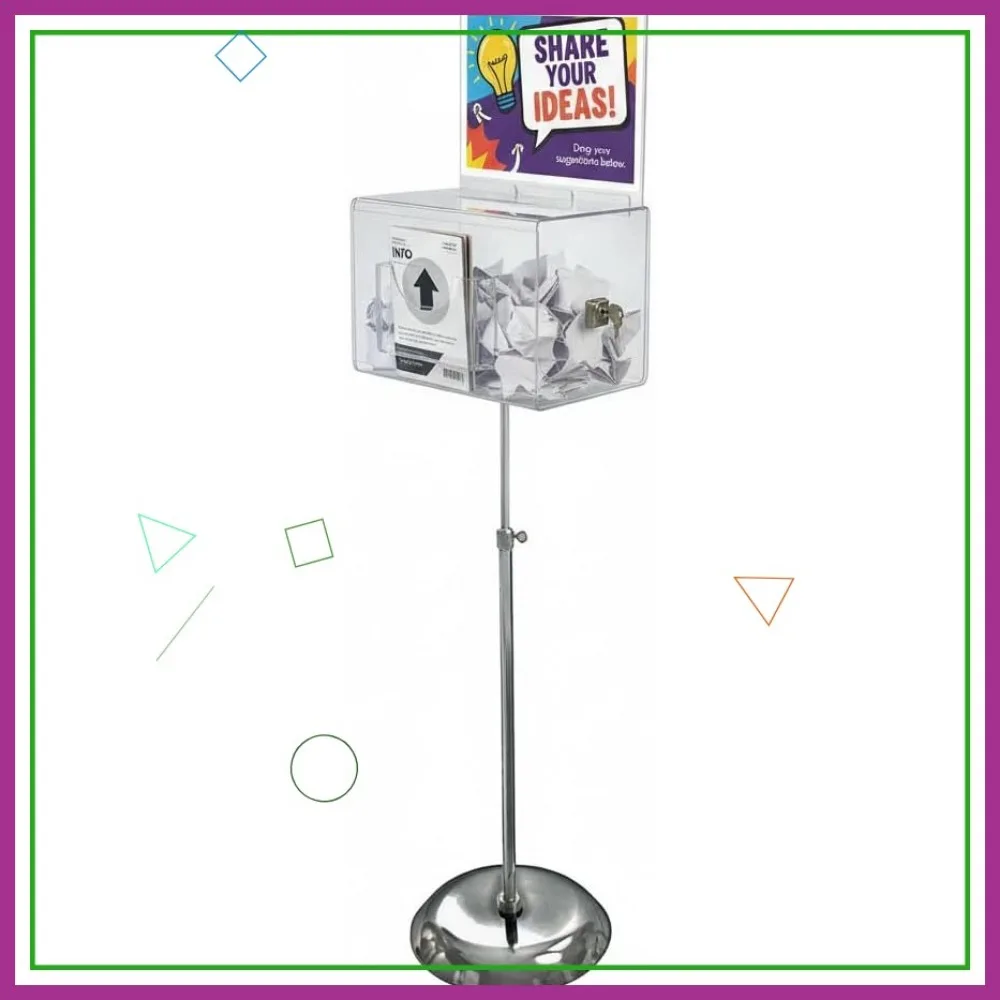 

Lockable Suggestion Box with Slot, Acrylic Donation Box on Pedestal, Clear Offering Box with Keys, 11x8.25x8.25 Inches