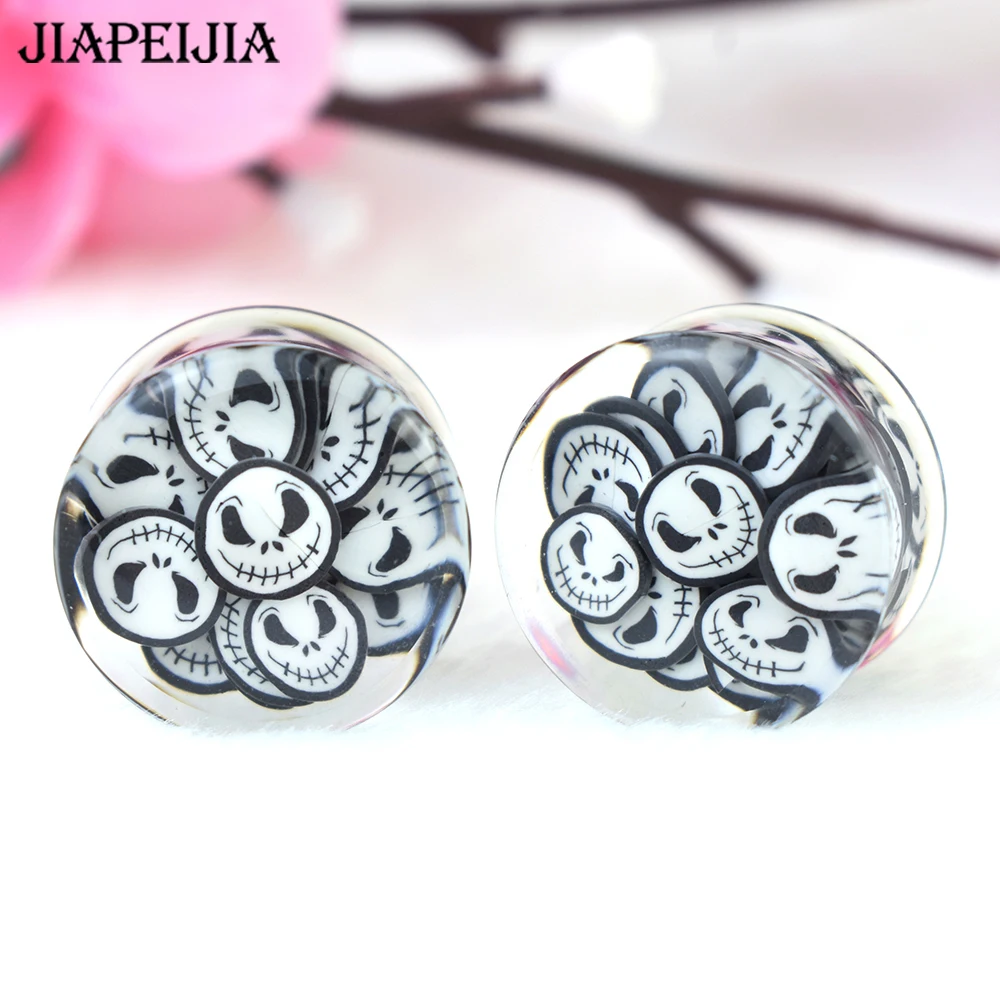 2pcs Halloween Ear Plug Tunnels Gauges Ear Stretcher Double Flared Plug Body Piercing Jewelry for Women Me