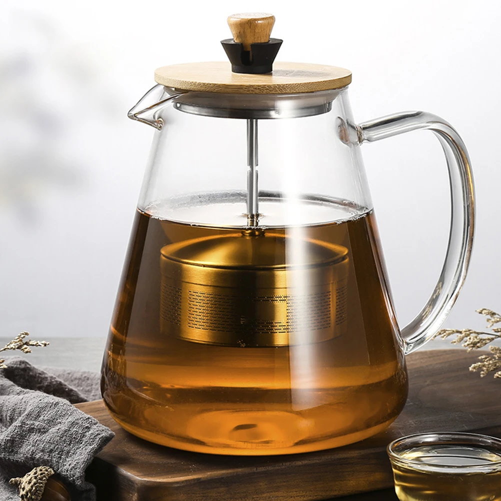 

Glass Teapot Stainless Steel Infuser High Borosilicate Pot Body Fashion H Suitable Home Office Kitchen Bar Glass Tea Kettle