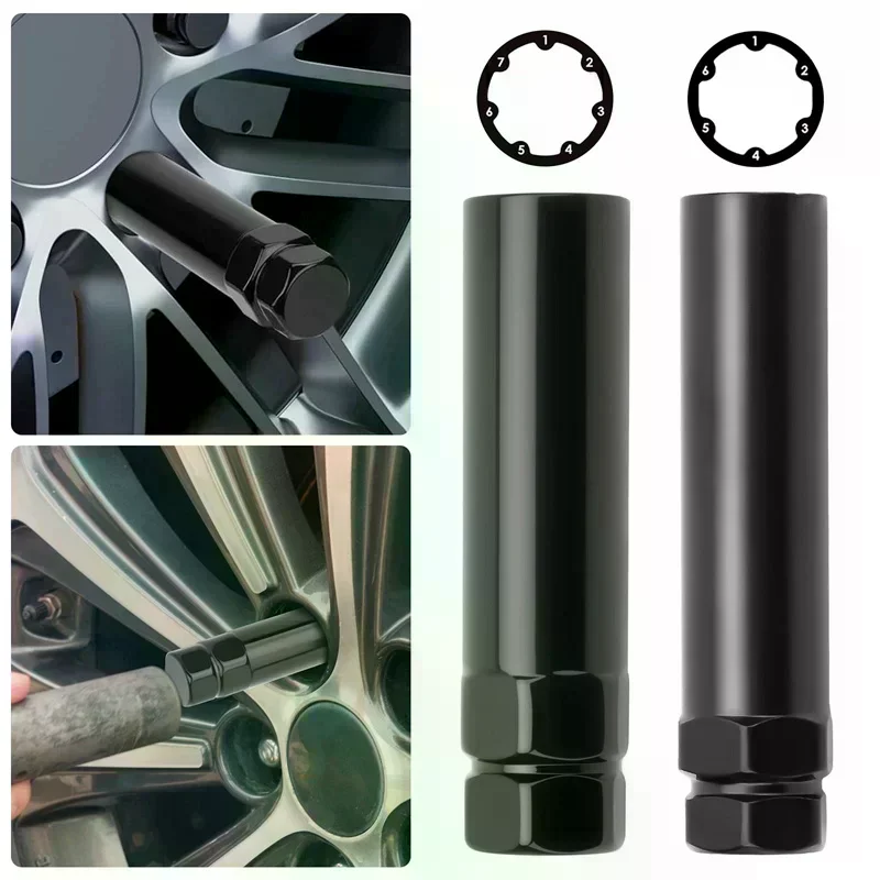 6 Spline & 7 Spline Sockets Fuel Rim Lug Nut Key Wrench For Aftermarket Lugnuts 14X1.5, 14X2.0, 12X1.5, 12X1.25 Small