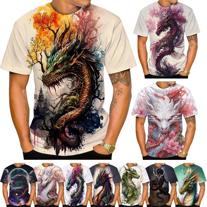 Anime Drachen Sakura Schlange Sport 3D Druck Quick-dry Atmungsaktive Männer T-shirt Outdoor Straße Harajuku Casual Kurzarm Kleidung