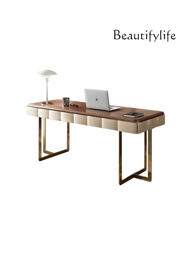 Italian minimalist Chinese walnut high-end desk light luxury home office computer consultation table