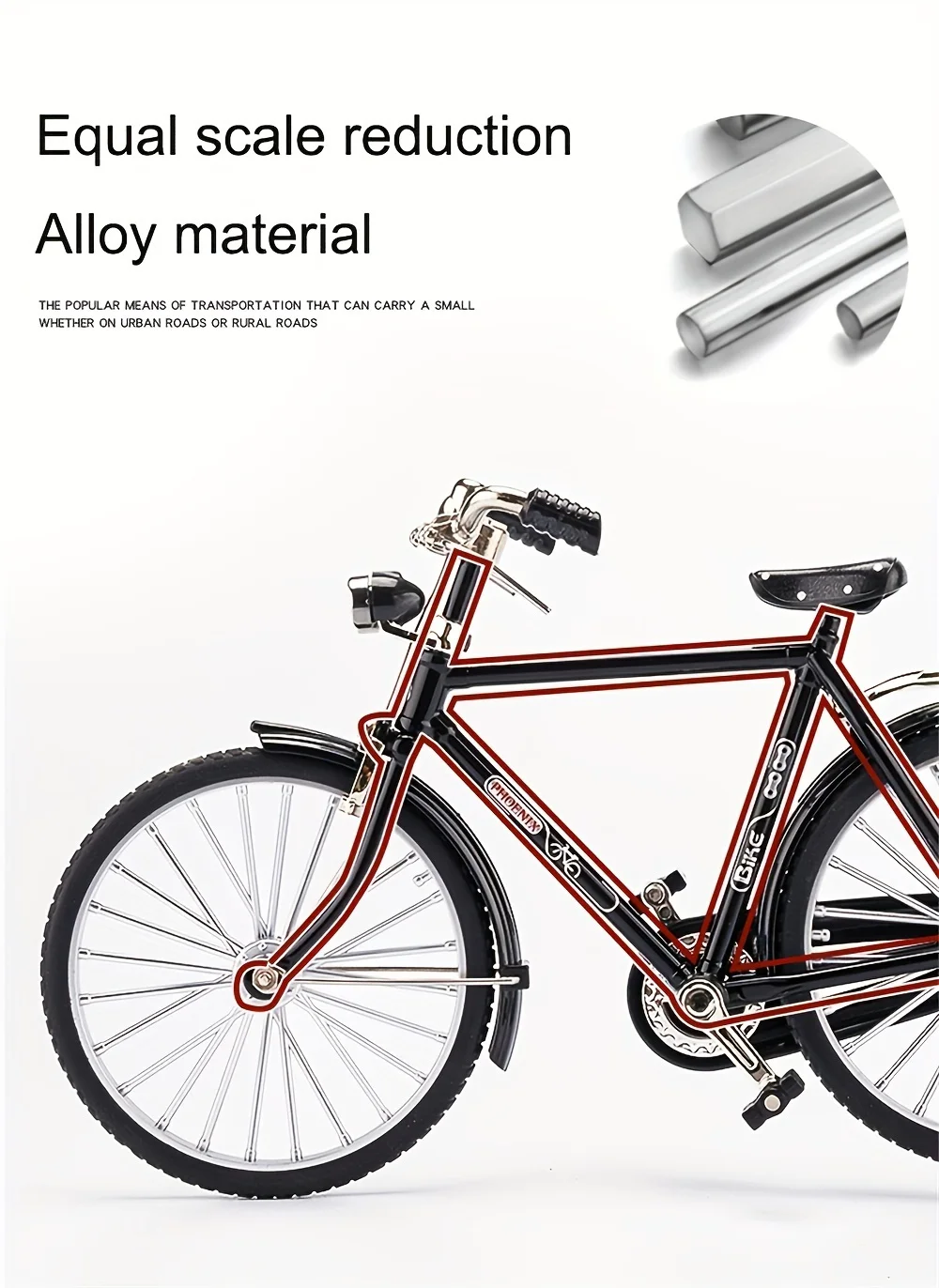 Vintage-Fahrradmodellbausatz – mit Pumpe und Gepäck, ideales Geschenk für Sammler und Home-Office-Dekoration – Detail 4