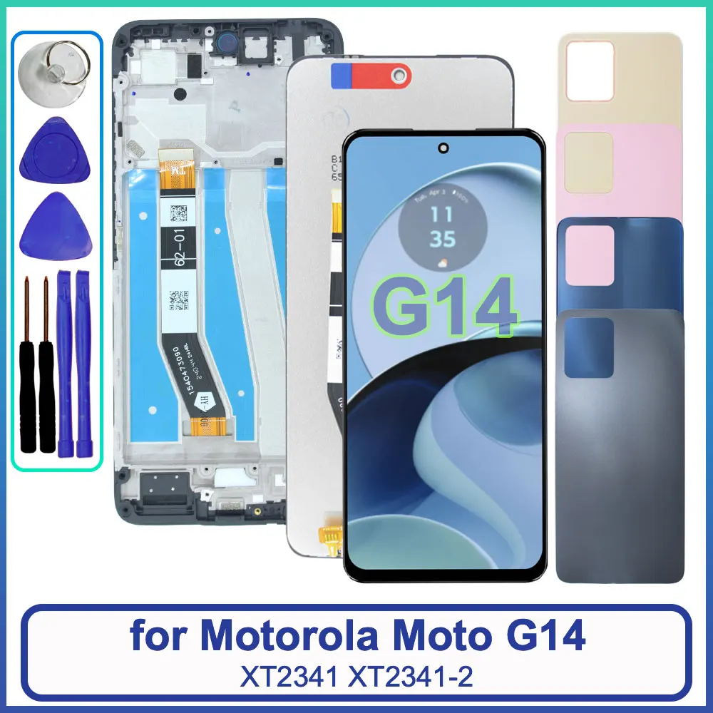 LCD para Motorola Moto G14 pantalla LCD MONTAJE DE digitalizador con pantalla táctil reemplazo para Moto G14 XT2341-1 teléfono LCD con marco
