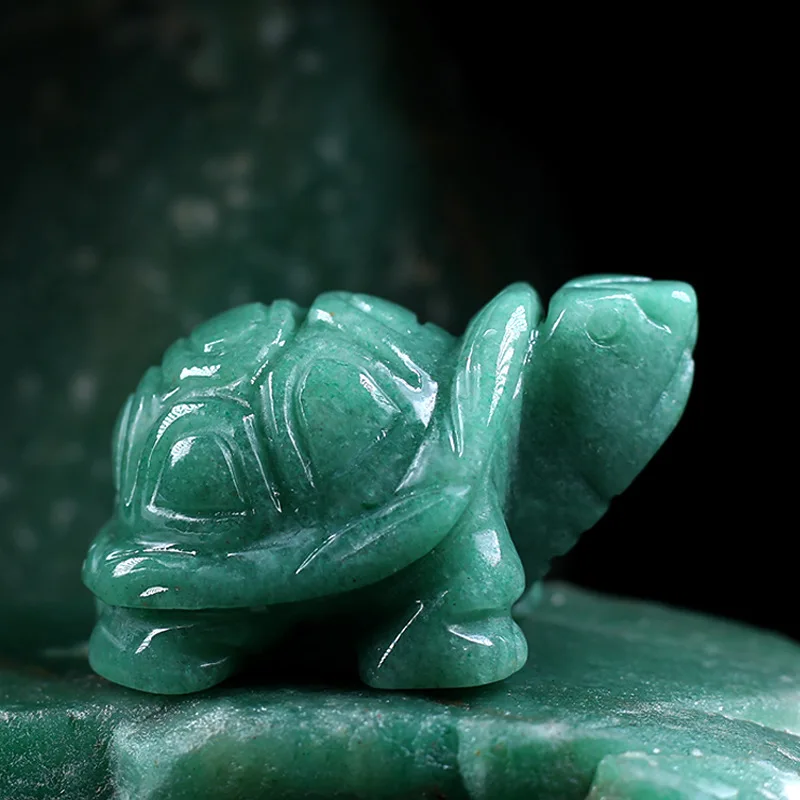 

Natural Hand Carving Gemstone Turtle Figurines Crystal Tortoise Animal Statue Feng Shui Home Decor 1.5''