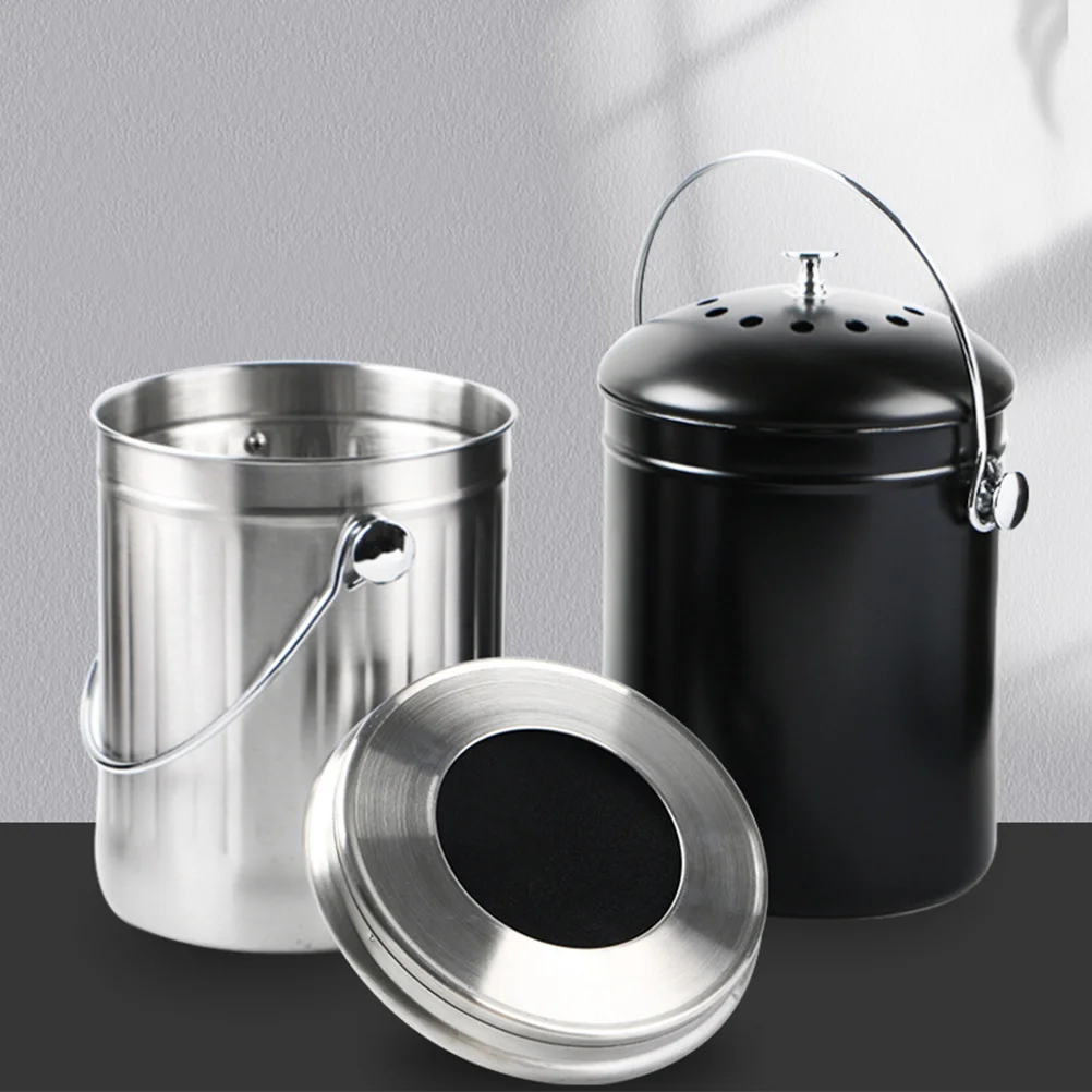 Stainless Steel Compost Bucket Indoor Bin Composting Kitchen Trash Can for Car Composter Machine Cans Storage Waste Basket