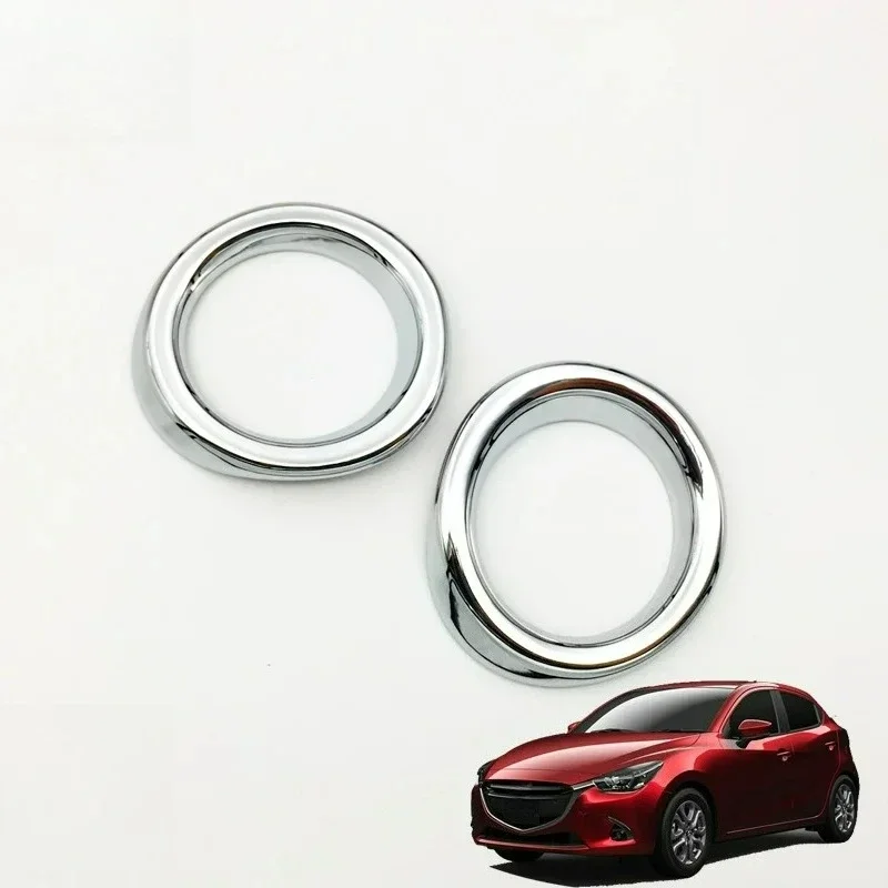 Chrome Front Fog Light Styling Cover FOR 2015 2016 Mazda2 DJ DL Foglight Trim Eyebrow Sedan Hatchback Accessories - view 3