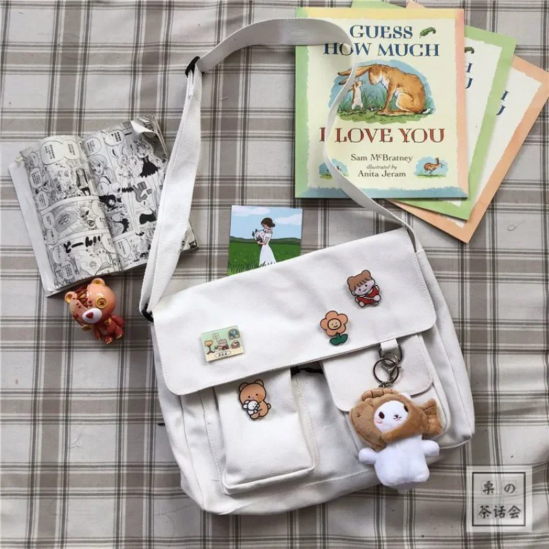 Japanese harajuku cute retro girl messenger shoulder bag canvas student female school image 5