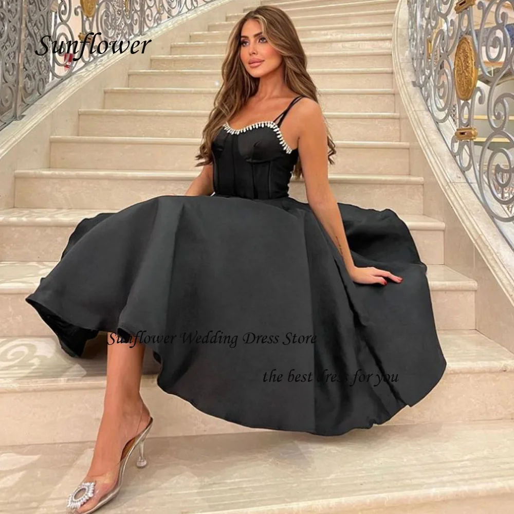 Sunflower Sweetheart Spaghetti Strap Evening Dress 2023 Slim Backless Satin Pleat A-LINE Prom dress Ankle-Length Party Dress