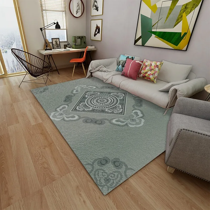 Reese Velvet Carpet Rug Living Room Soft Central Medallion Radiance Chinese Style Auspicious Cloud Room Floor Decor Washable Mat