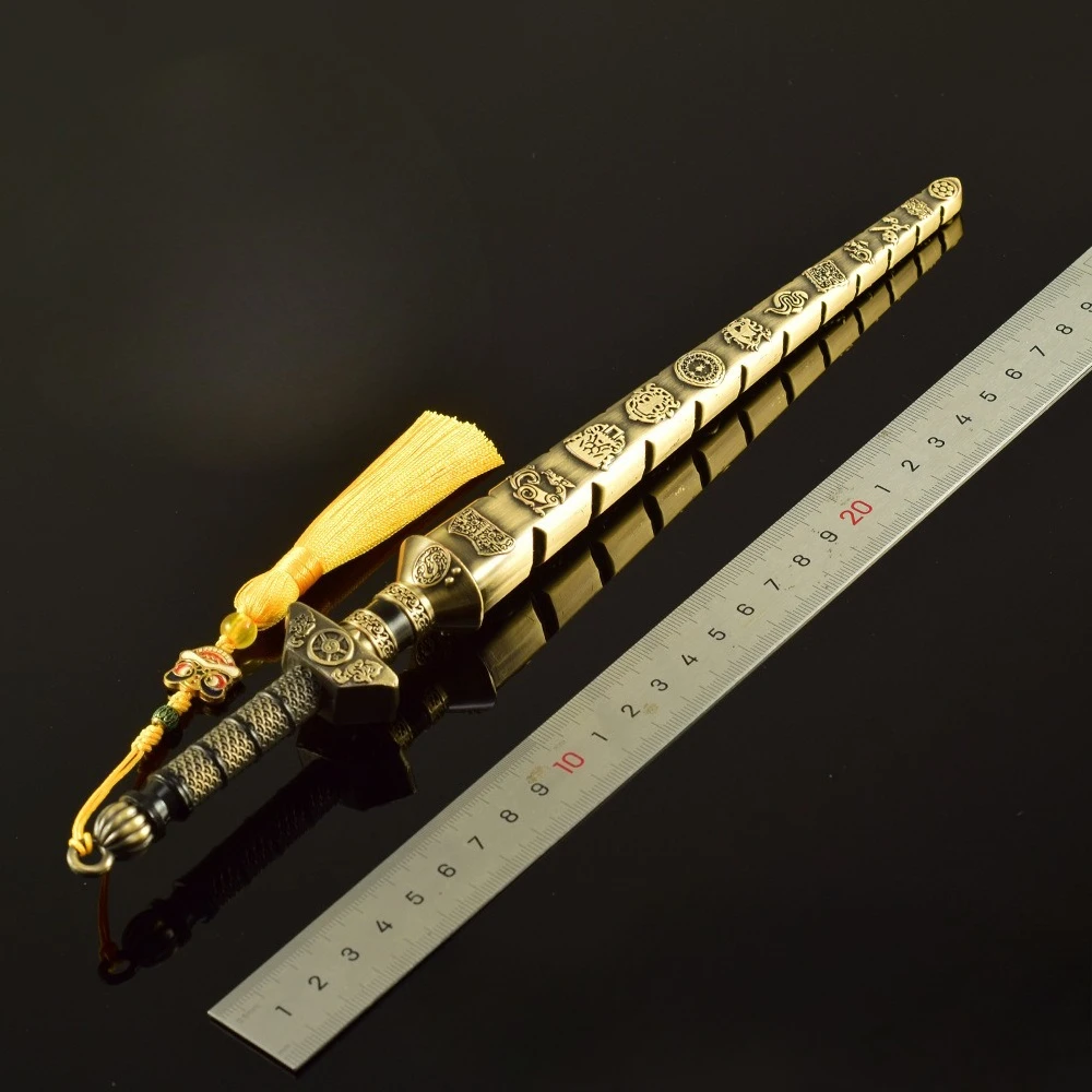 ดาบจีนโบราณ 30 ซม. ของเล่นสะสม งานฝีมือโลหะ ของตกแต่งโต๊ะทำงาน ของขวัญ