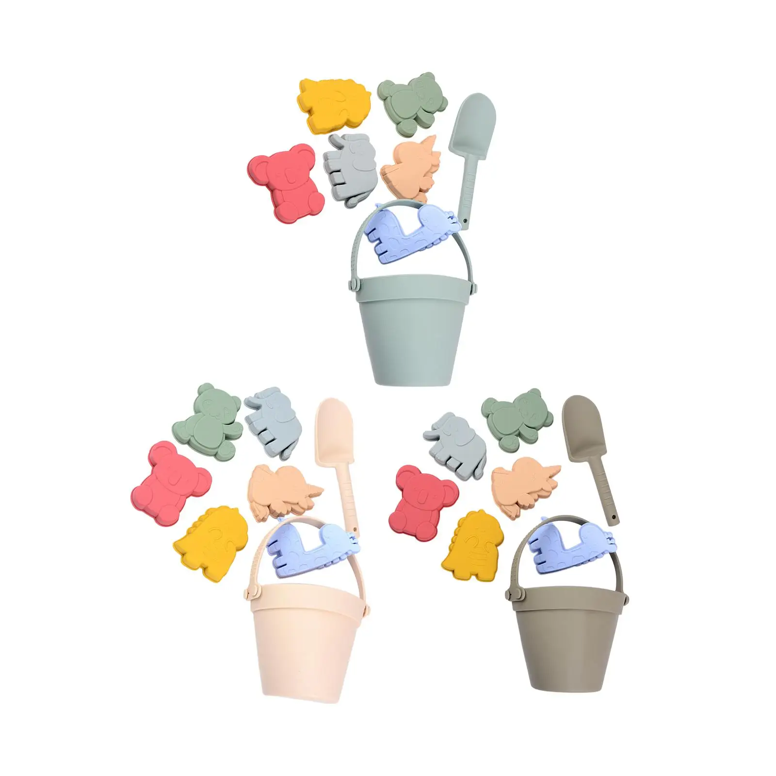 8 Pieces Silicone Beach Toys Beach Bucket and Spade Set for Travel Bathtubs