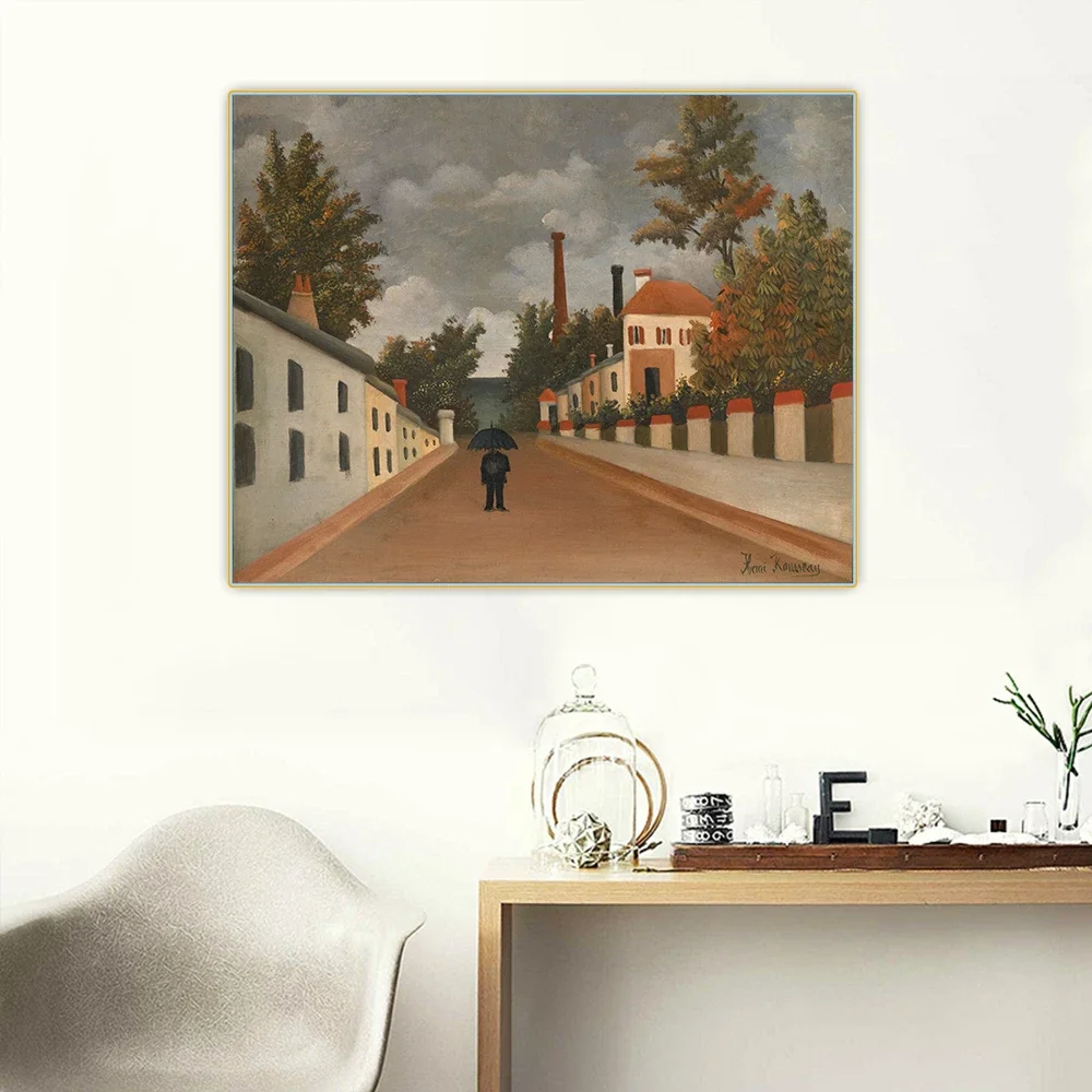 Citon Henri Rousseau 《View de los alrededores de París 》 lienzo pintura al óleo imagen pared fondo decoración decoración del hogar