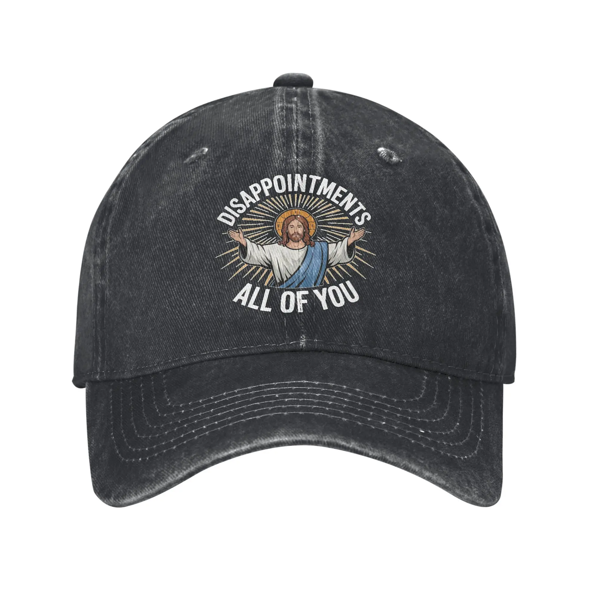 

Disappointments All Of You Jesus Baseball Cap Vintage Distressed Denim Headwear Unisex Style Running Golf Fit Hats Cap
