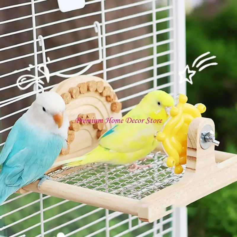 

Metal Grids Base Parrots Chew Toy Rotating Gear Cork Interaction Cage Toy JOMD