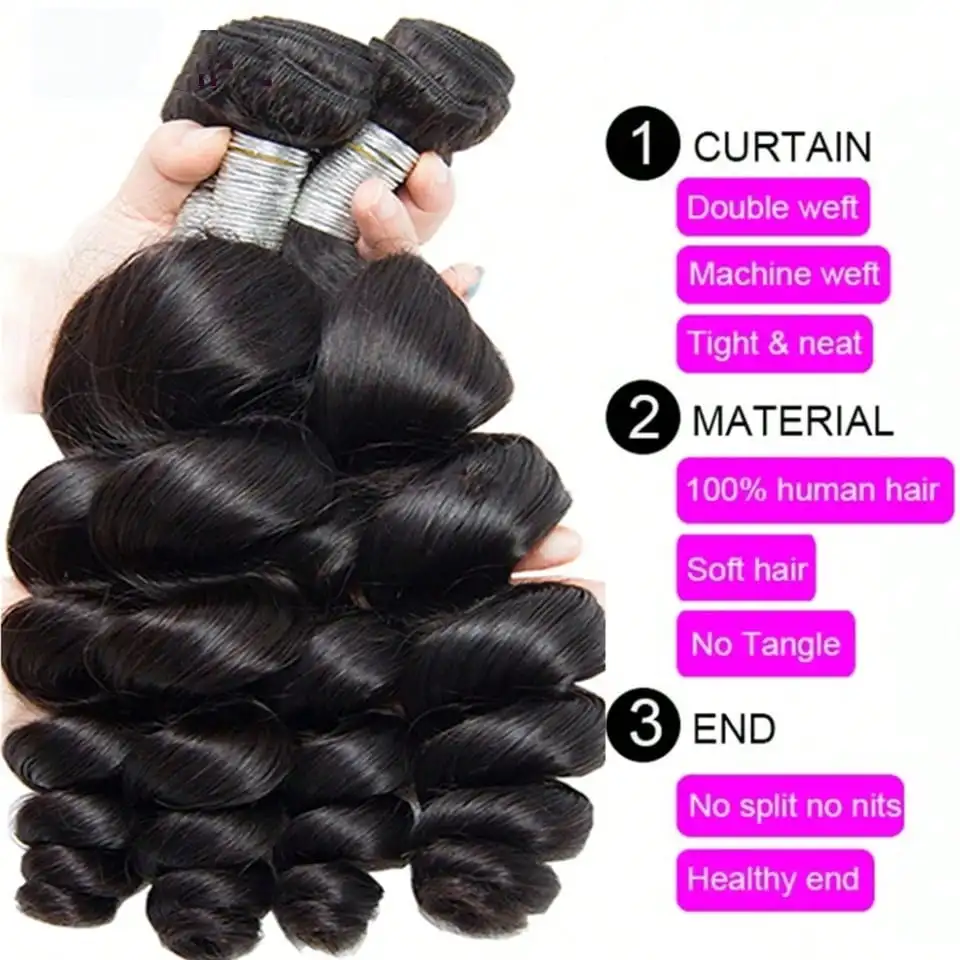 100% Unprocessed Loose Wave Bundles Human Hair Natural Brazilian 30 38 40 Inch Body Wave 3/4 Bundle Extensions Deals Weft Tissage