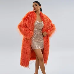 Tassel Wool Coat Extended Solid Color Imitation Fur Coat Autumn and Winter New Wool Coat for Women