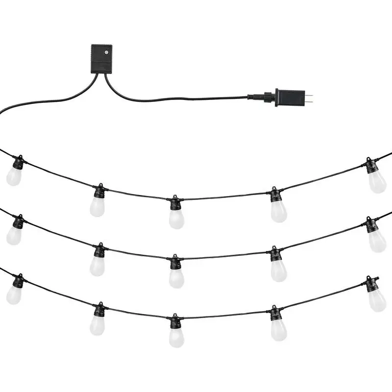 RGB Outdoor String Lights, 50FT, Outside Patio Lights with APP Control 15 Bulbs, 15 Single-Color Adjustable Brightness Time Setting, Waterproof Hanging Lights for Halloween Decorations Christmas