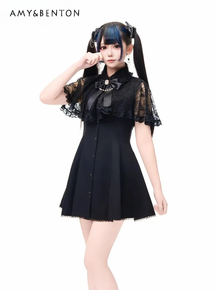 

Original Lolita Sleeveless Shawl Lace Cape Dress Mine Series Mass Production Elegant Princess Dress Summer A-line Dress Women