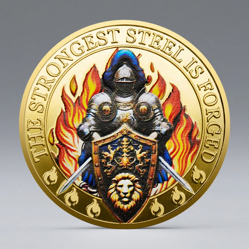 The Strongest Steel Is Forged Souvenir Coin Golden Plated The Fire of A Dumpster Collection Coins Home Decoration