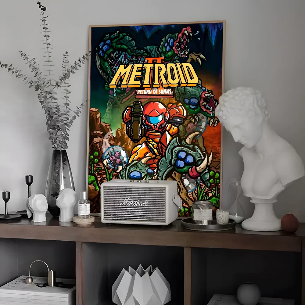 Metroid Themed Movie Sticky Posters Retro Kraft Paper Sticker DIY Room Bar Cafe Aesthetic Art Wall Painting