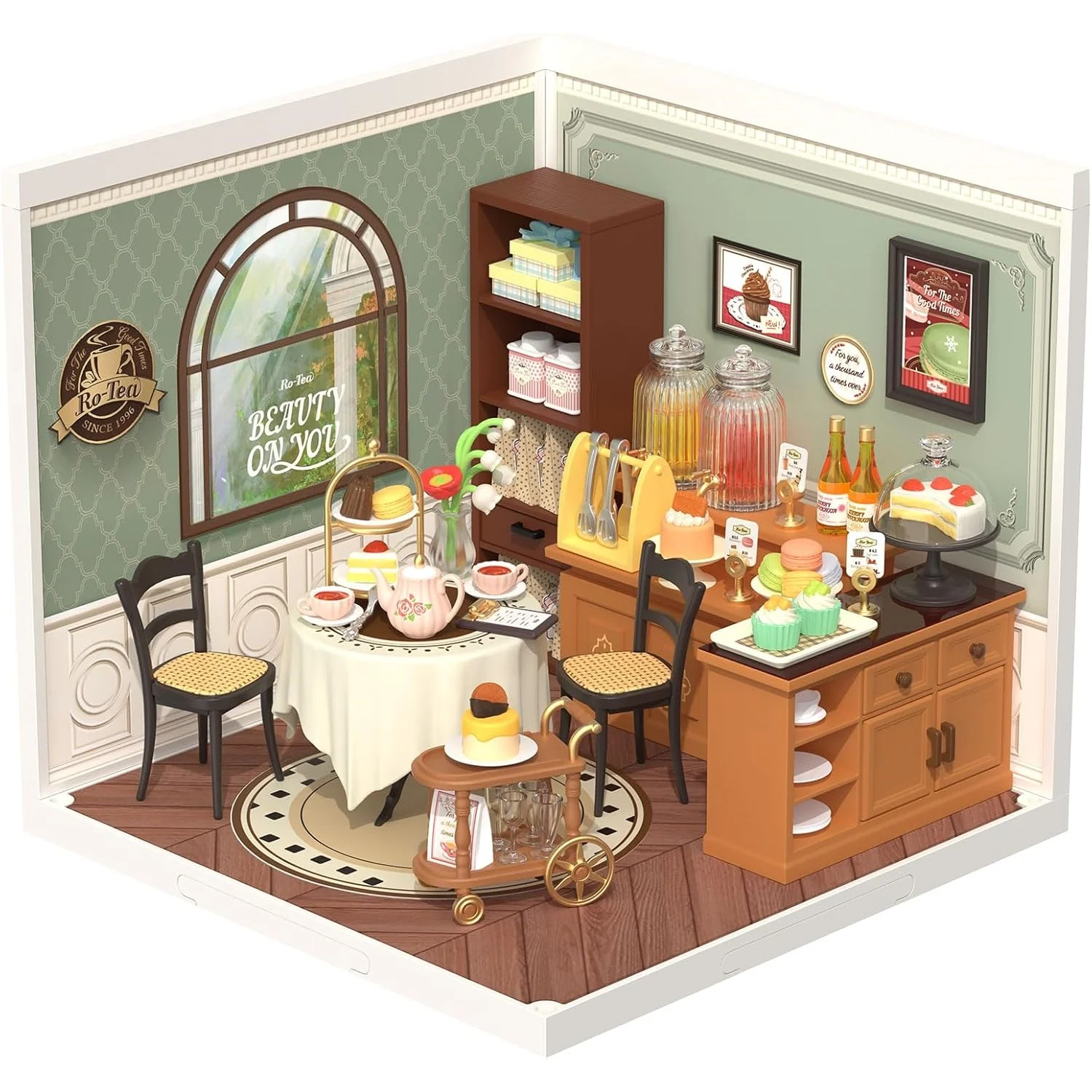 

Набор для сборки миниатюрного домика Rolife DIY Sweet Sips Tea Super Creator: 3D-пазл-модель кукольного домика с LED-подсветкой для домашнего декора