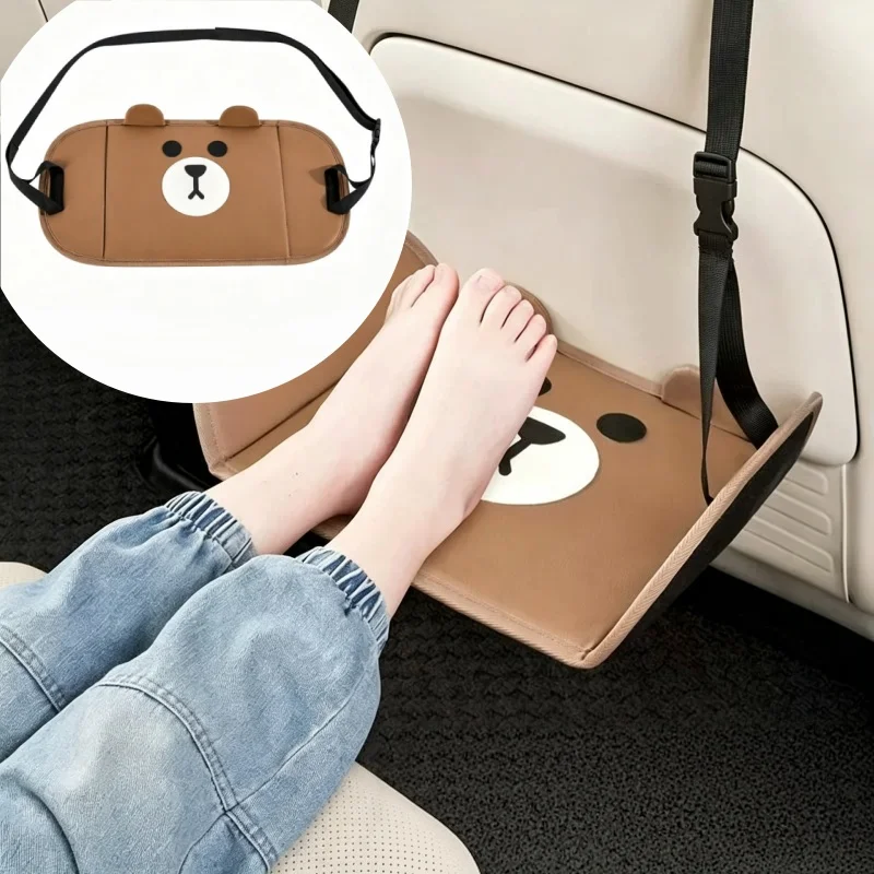 Portable Cartoon Bear Car Footrest Hanging Travel Leg Support Pad For Car  Passenger Relax On Long Driving Trip Car Accessory