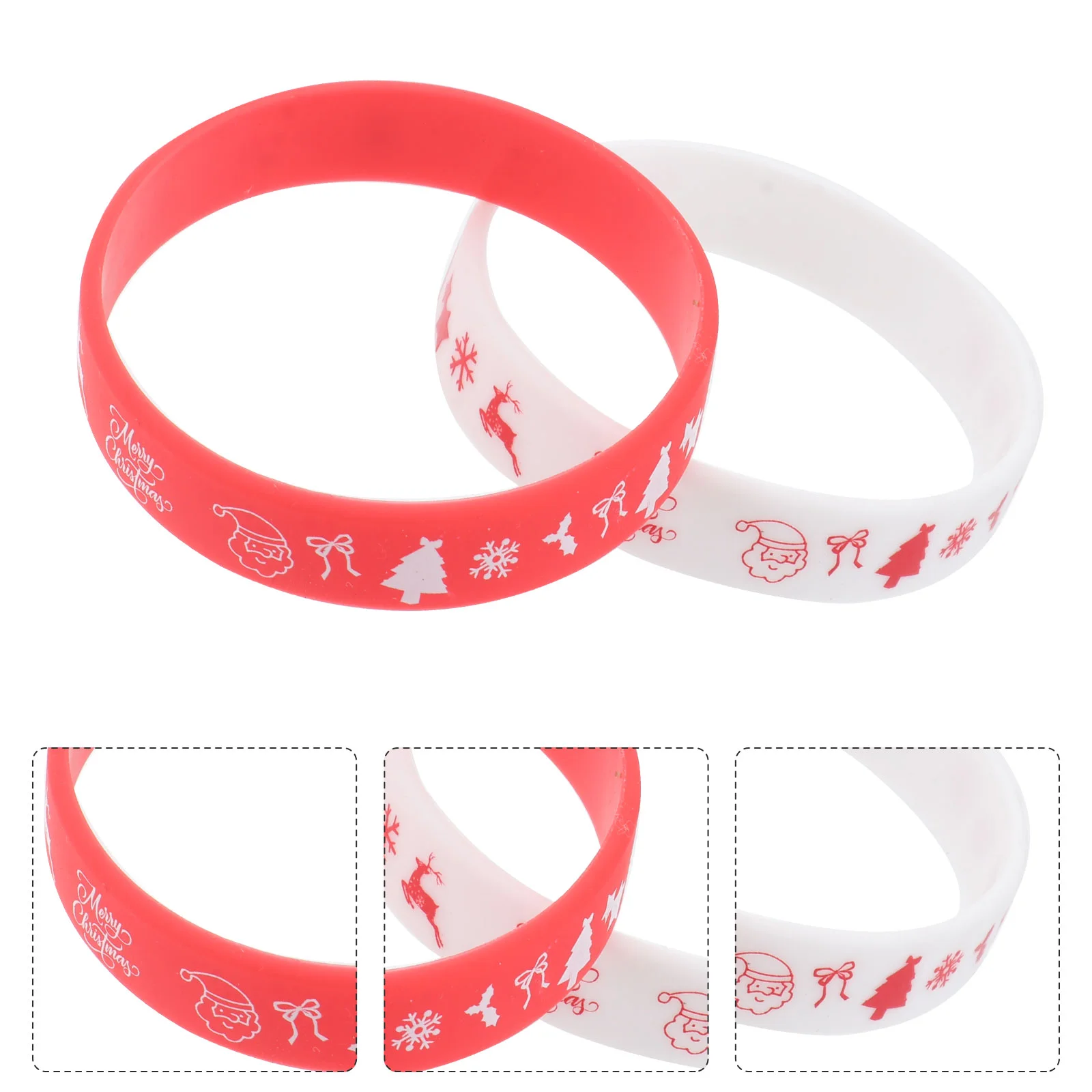 10 Pcs Wristband Christmas Silicone Bracelet Child Festival Bangles for Crafts Party Wristbands