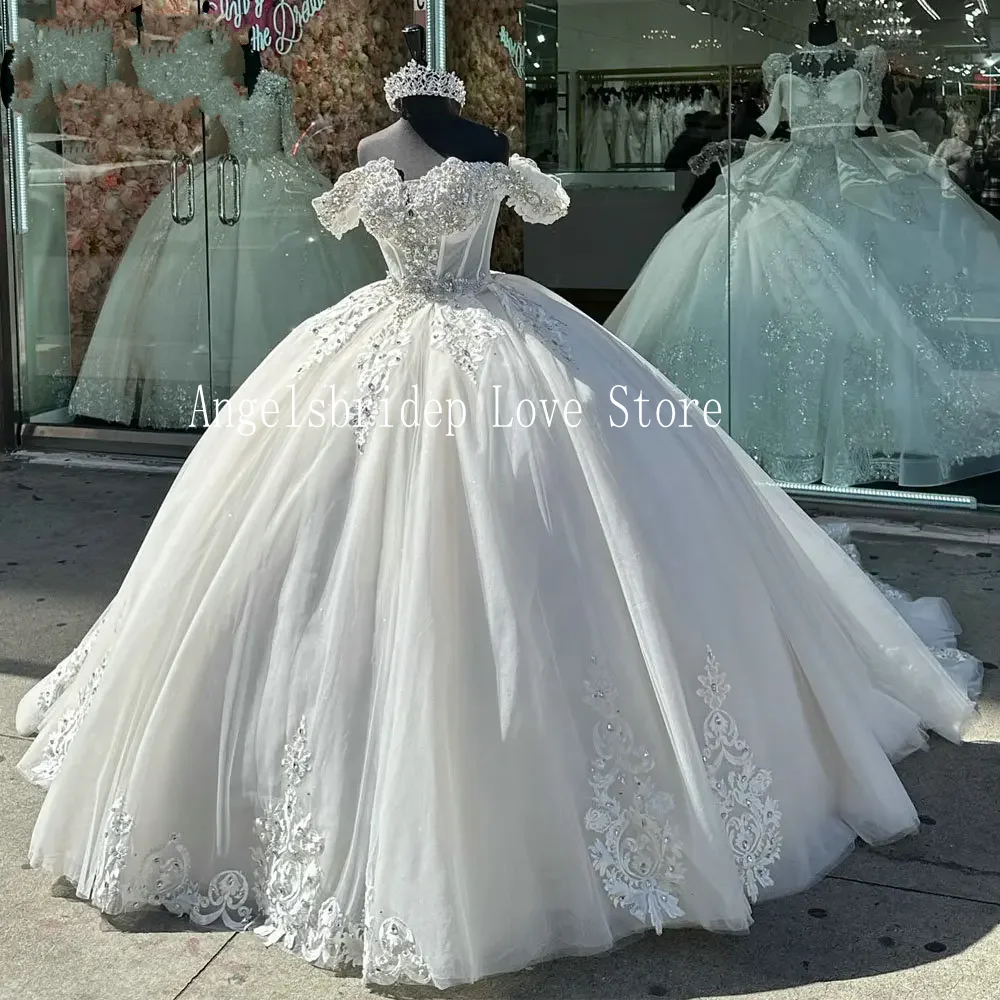 ANGELSBRIDEP Mexico White Sweetheart Quinceanera Dress 2025 For Special Events Prom Dress 3D Flowers Ball Gown Sweet 16 Party