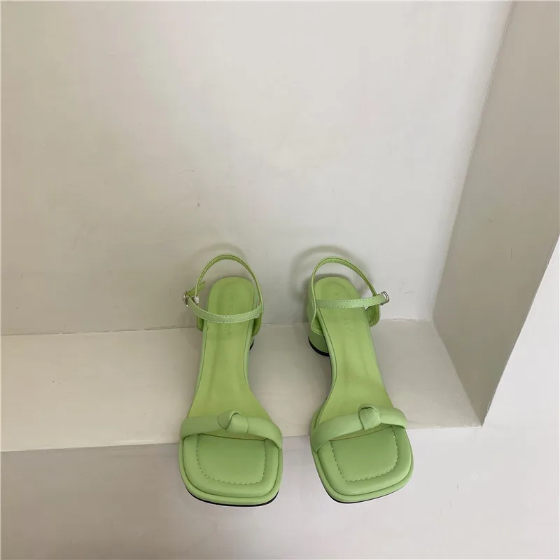 Low Sandals Woman Leather Low-heeled PU Hoof Heels Rome Rubber Fabric Slides Low Sandals Woman Leather Low-heeled Rubber PU Slid