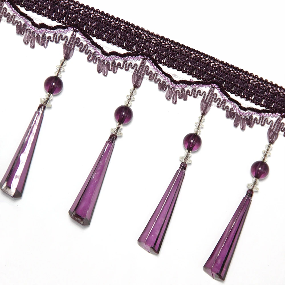 

HedongHexi 6.5 Yards Braid Hanging Beads Pendant Tassel Trim Hanging Ball Fringe Fabric Ribbon Trimming DIY Craft Sewing Accesso