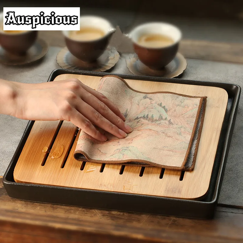 Suede Tea Towel Household Zen Tea Table Tea Cloth High-Grade Absorbent Clay Tea Mat Kung Fu Tea Napkin Tea Accessories