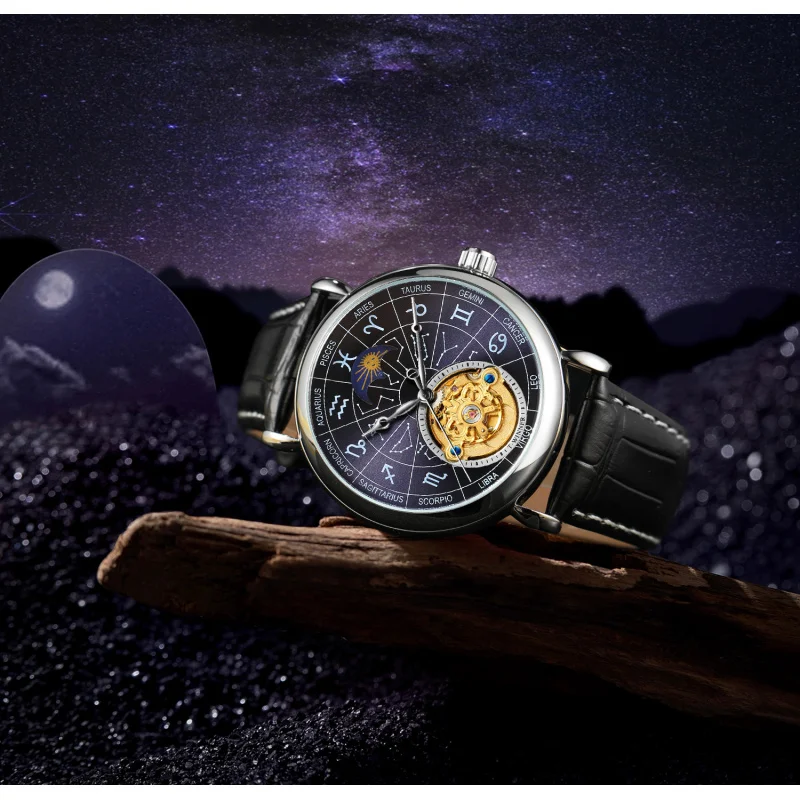 Montre-bracelet à volant d'inertie Constellation rétro pour hommes, mécanique automatique, nouveau gagnant, style européen et américain, mode, livraison gratuite OUTLETS