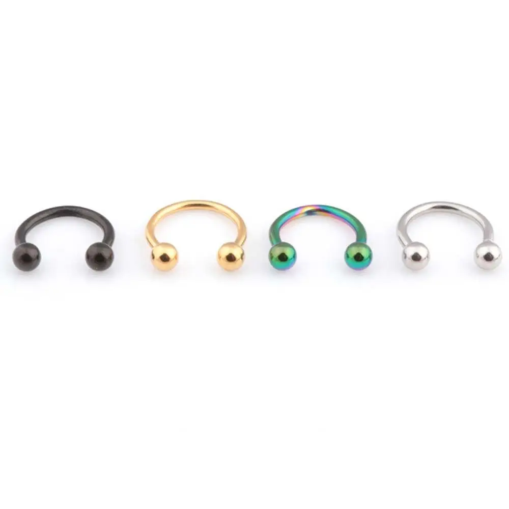 Helix Fashion C Shape Stainless Steel Ball Stud Earrings 1 Pcs Nose Rings Body Piercing Lip Rings Jewelry