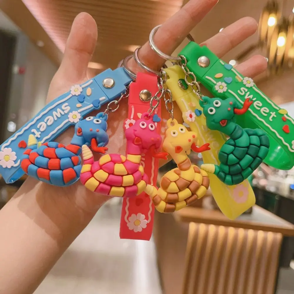 Silicone Snake Lucky Pendant Collection Bag Charm Cartoon Snake Keychain Jewelry Chinese Zodiac Zodiac Snake Year Key Ring