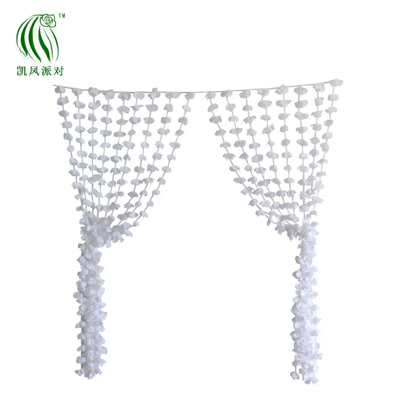 

White Flower Wall Backdrop Wedding Floral Garland Beaded Curtain Cloth Stage Decoration Outdoor Party Bridal Shower Flowers