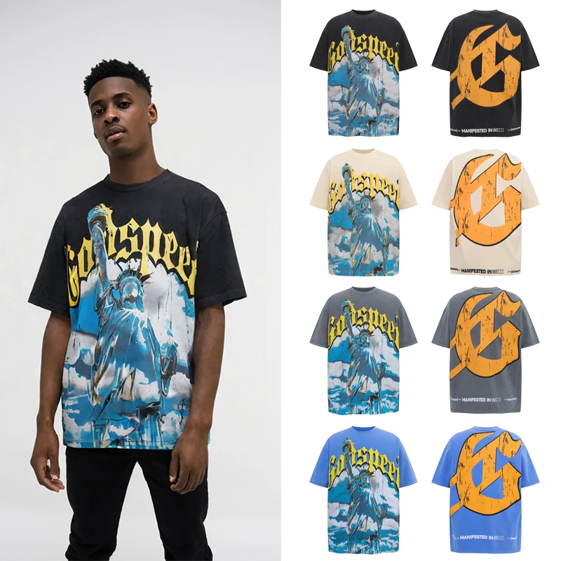 

Statue of Liberty graphic t shirts cotton oversized t-shirt Short sleeve tee men clothing streetwear fashion style tops new in