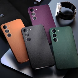 For Samsung Galaxy S23 S23 Plus S23 Ultra Case Plain Leather Cover Half-wrapped Back Protective Housing For S23 FE S22 Plus S23+