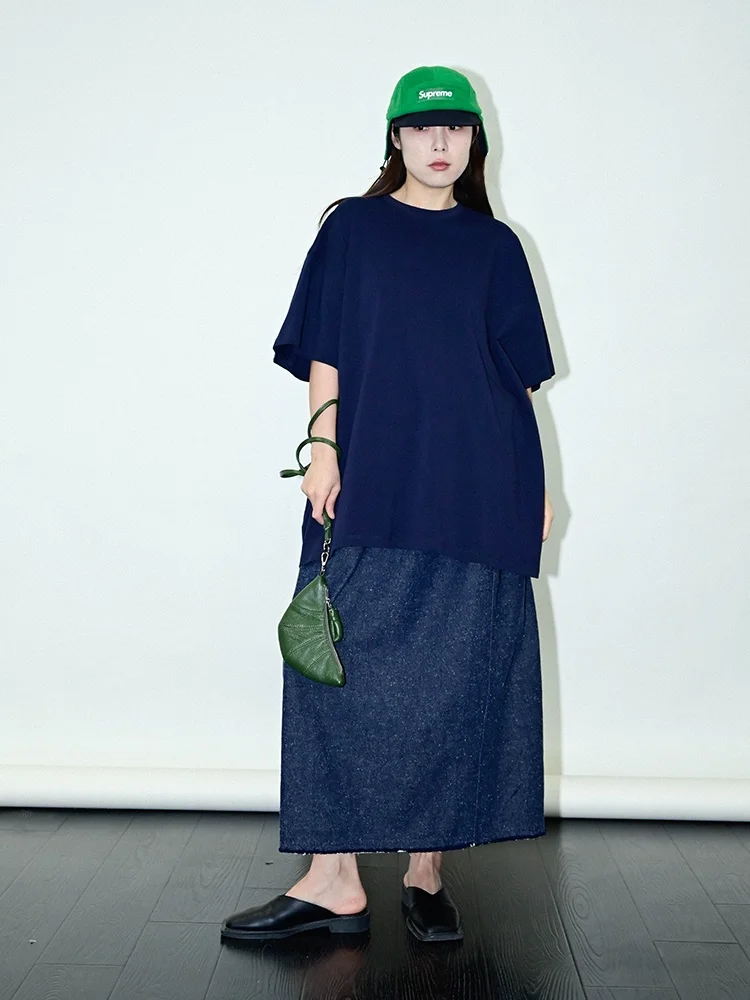 

Женская хлопковая футболка свободного кроя Blue Studios, базовый слой, повседневная однотонная летняя майка для ношения под одеждой