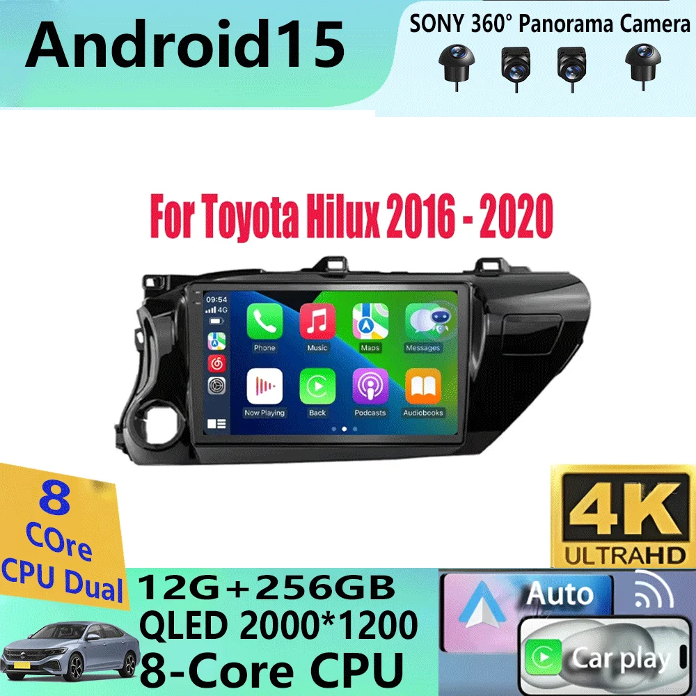 

Android 15 2 Din Stereo for Toyota Hilux 2016 - 2020 Car Radio with Screen Multimedia Player Navigation GPS Head Unit Autoradio