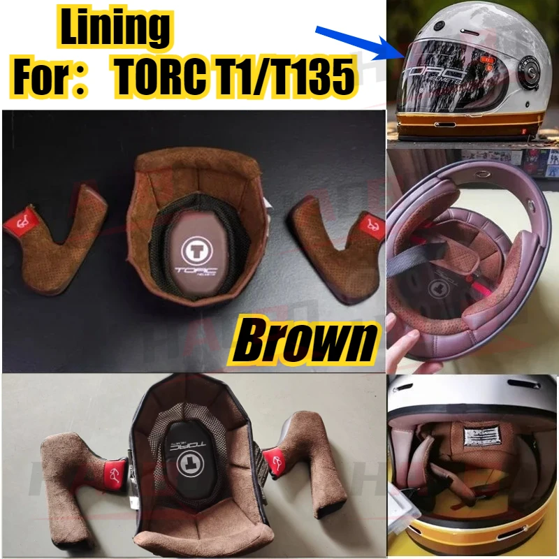 

Оригинальная внутренняя подкладка для полнолицевого шлема TORC T1/T135, винтажная подкладка для шлема T1Pro, сменные аксессуары, размеры S-XL