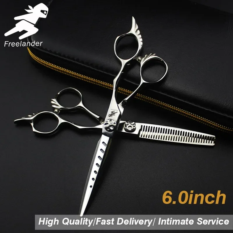 

Professional 6 '' Upscale Black Damascus hair scissors cutting barber makas tools haircut thinning shears hairdresser scissors